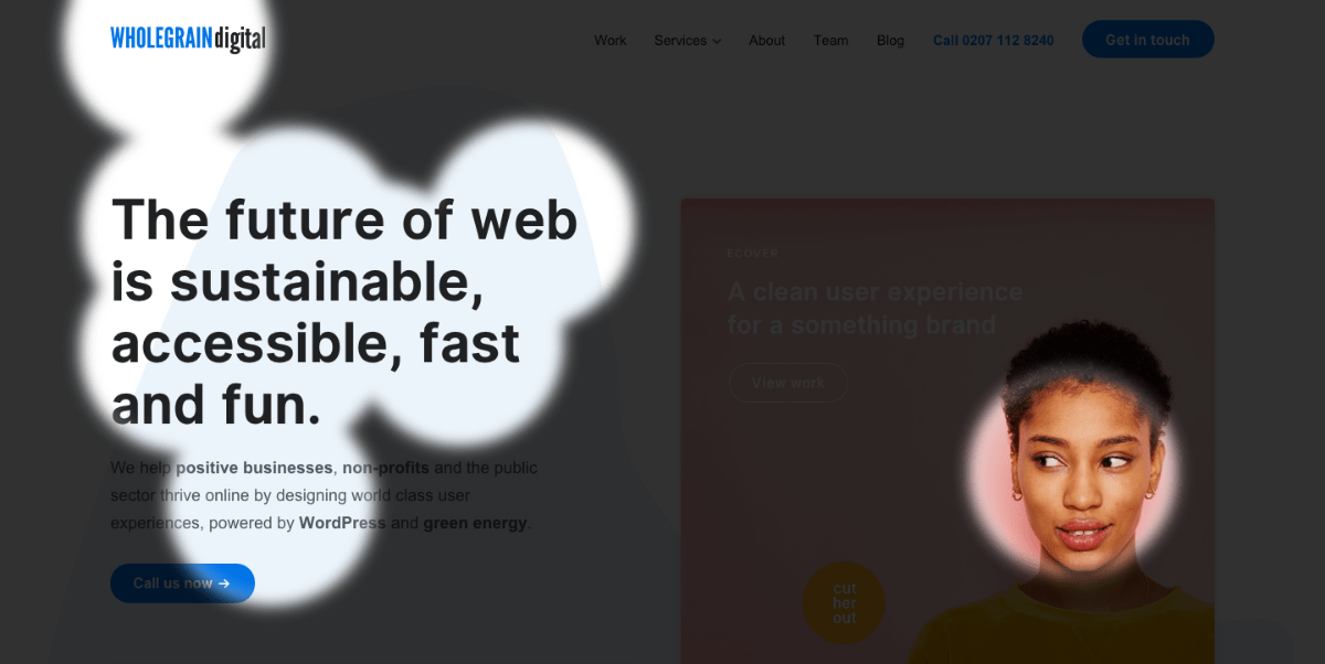 EyeQuant analysis of the Wholegrain Digital website homepage