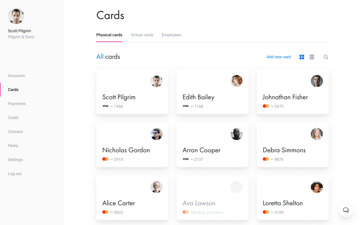 Screenshot of the Revolut business card dashboard
