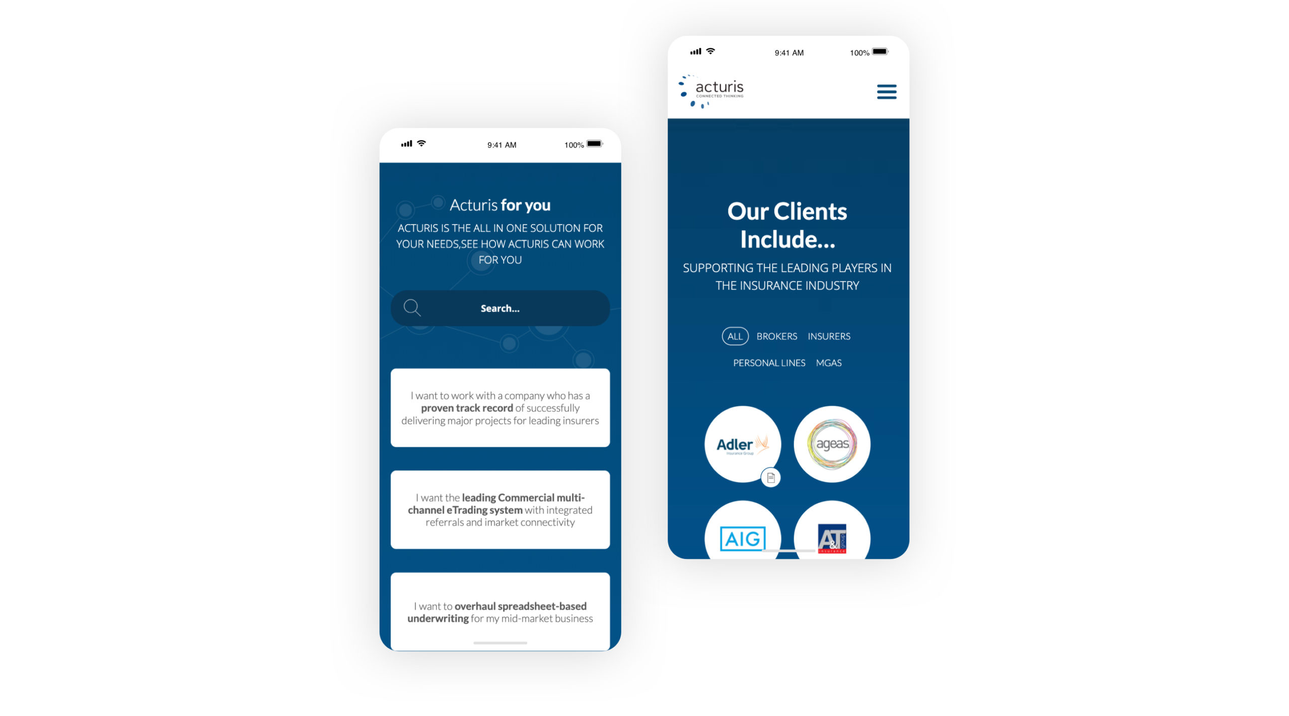 Acturis website inside mobile phone