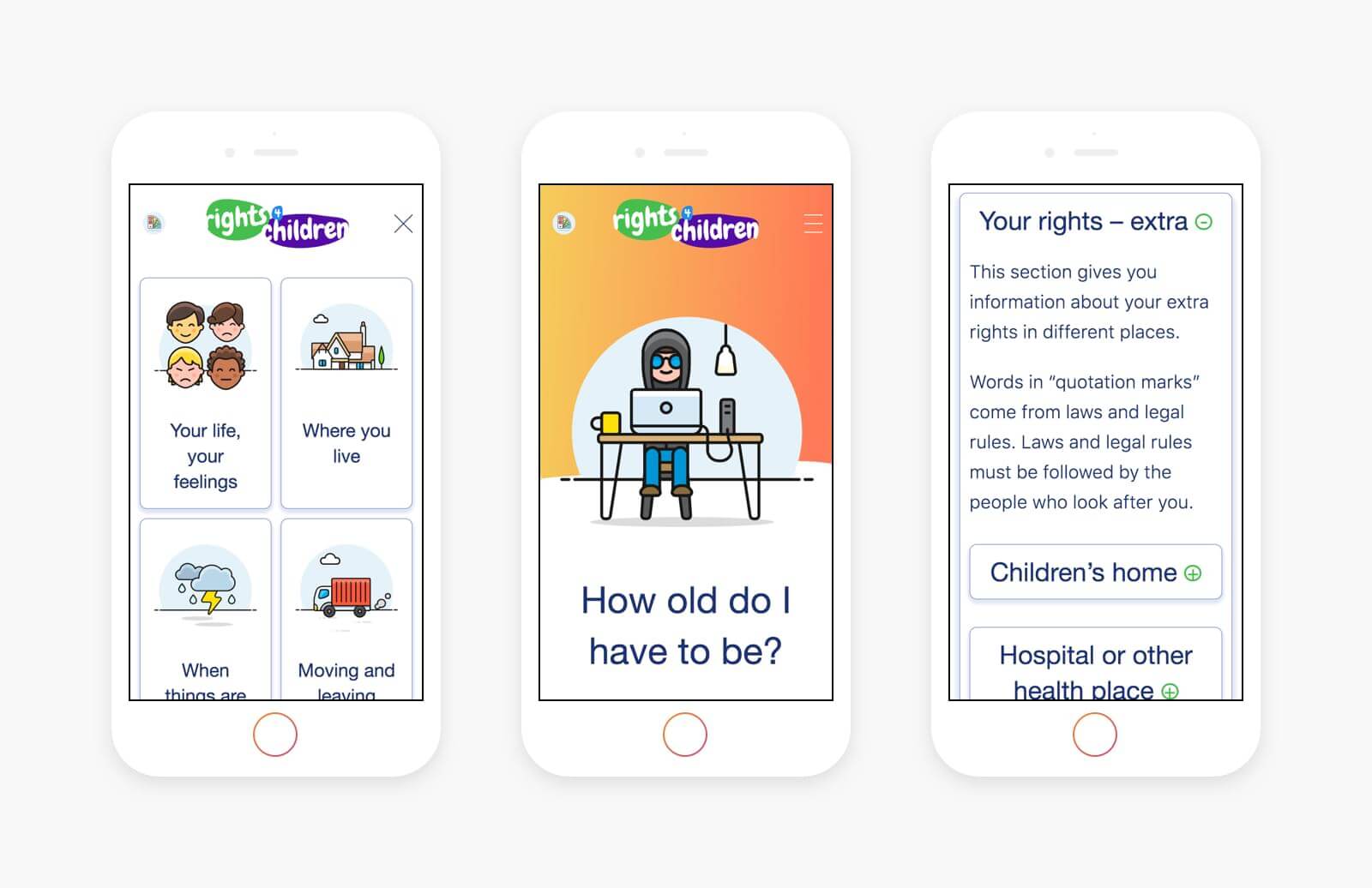 User experience design for rights for children website