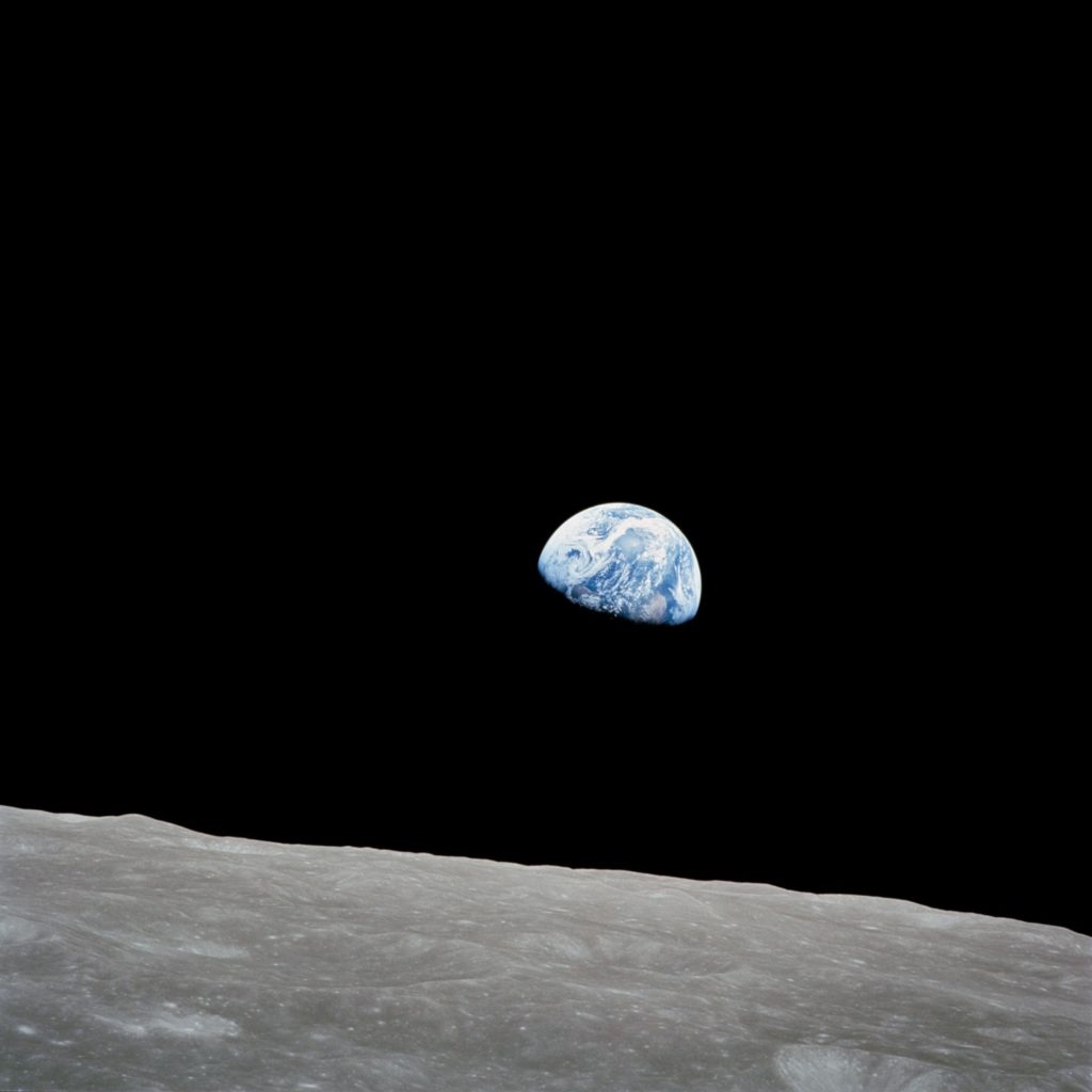 The view of the earth from the distance in space