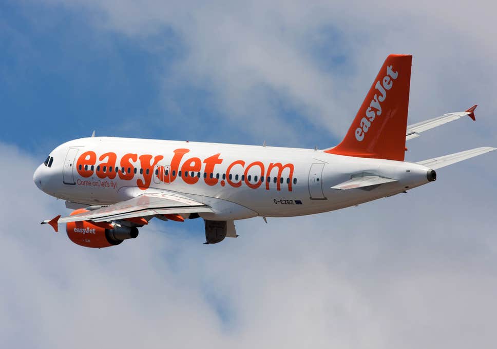 EasyJet plane in the air