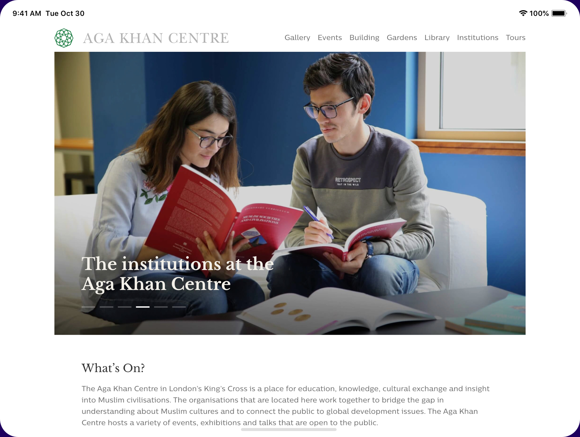 Aga Khan centre london website screenshot