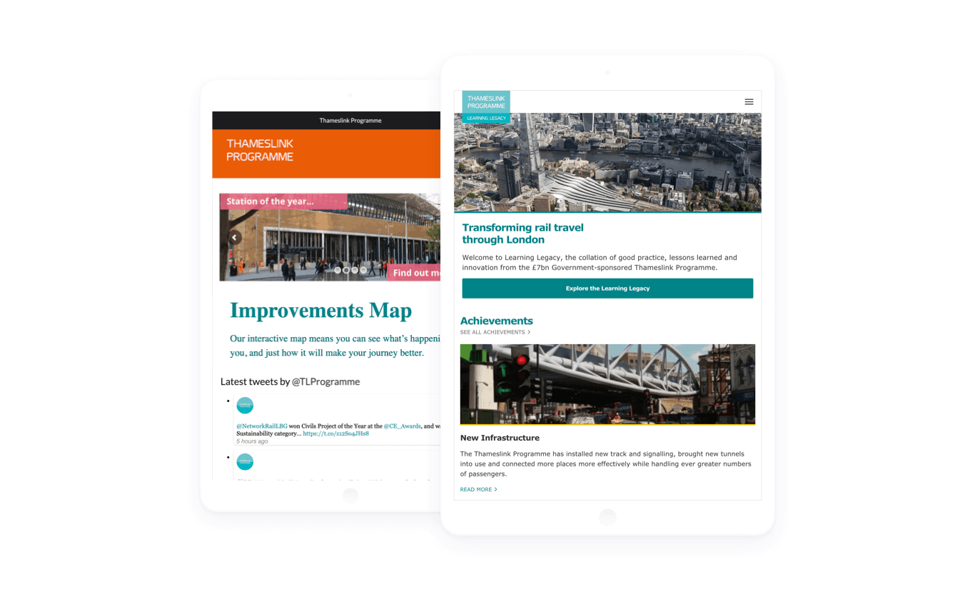 image of thameslink website on an iPads