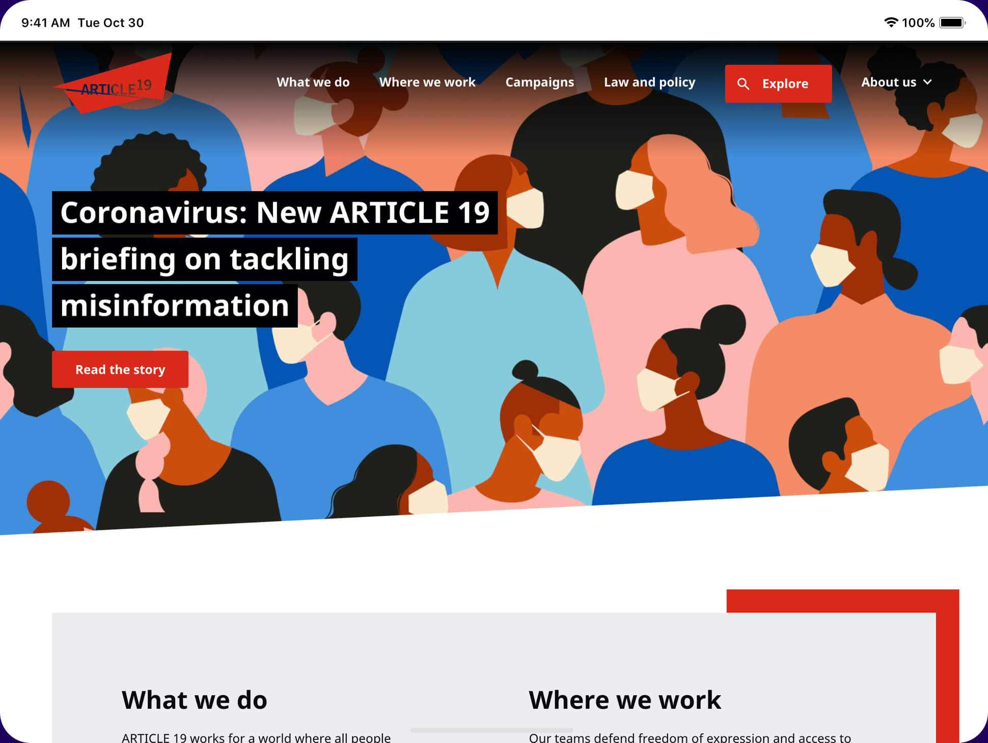 image of article 19 homepage