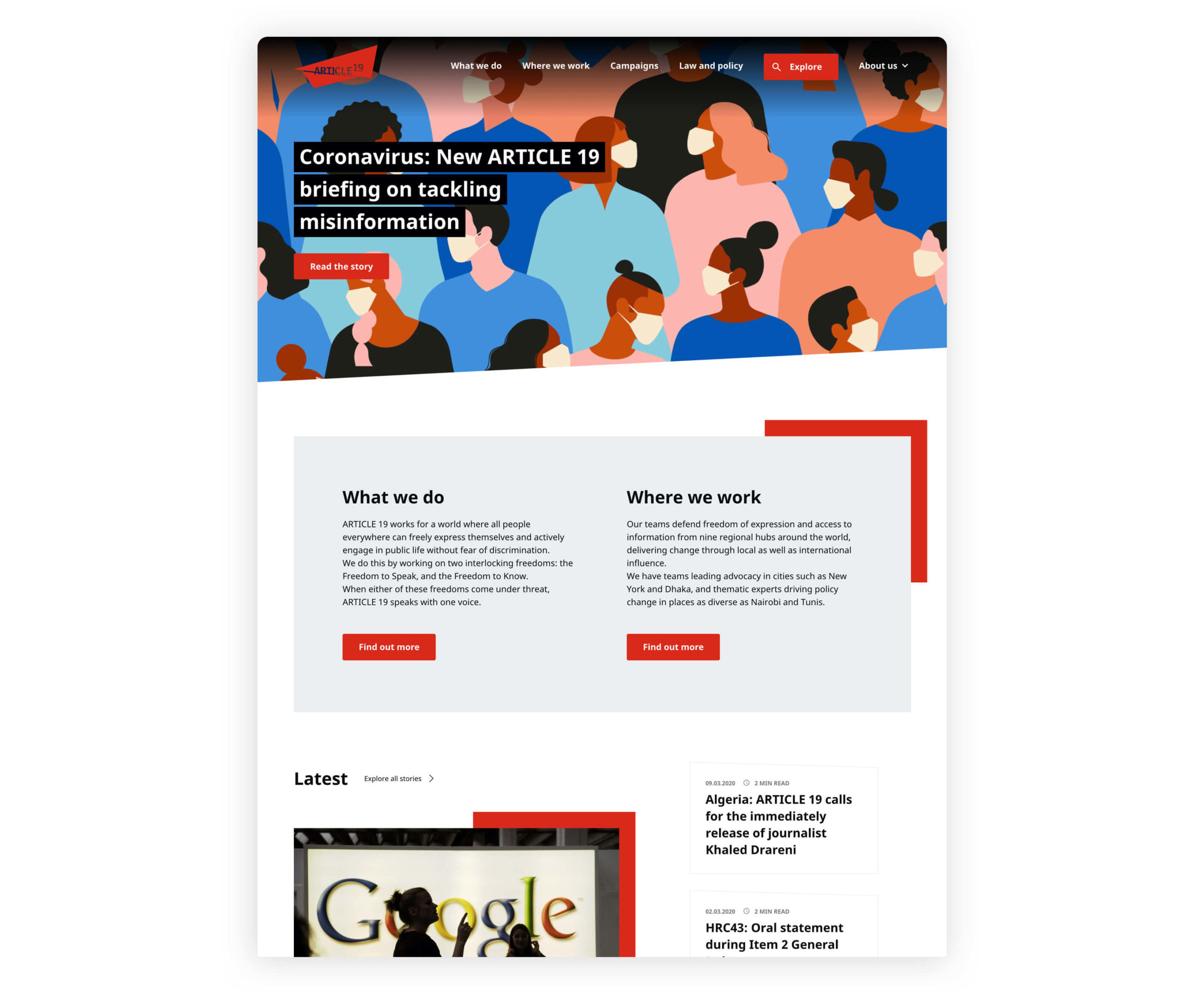 image of article 19 website