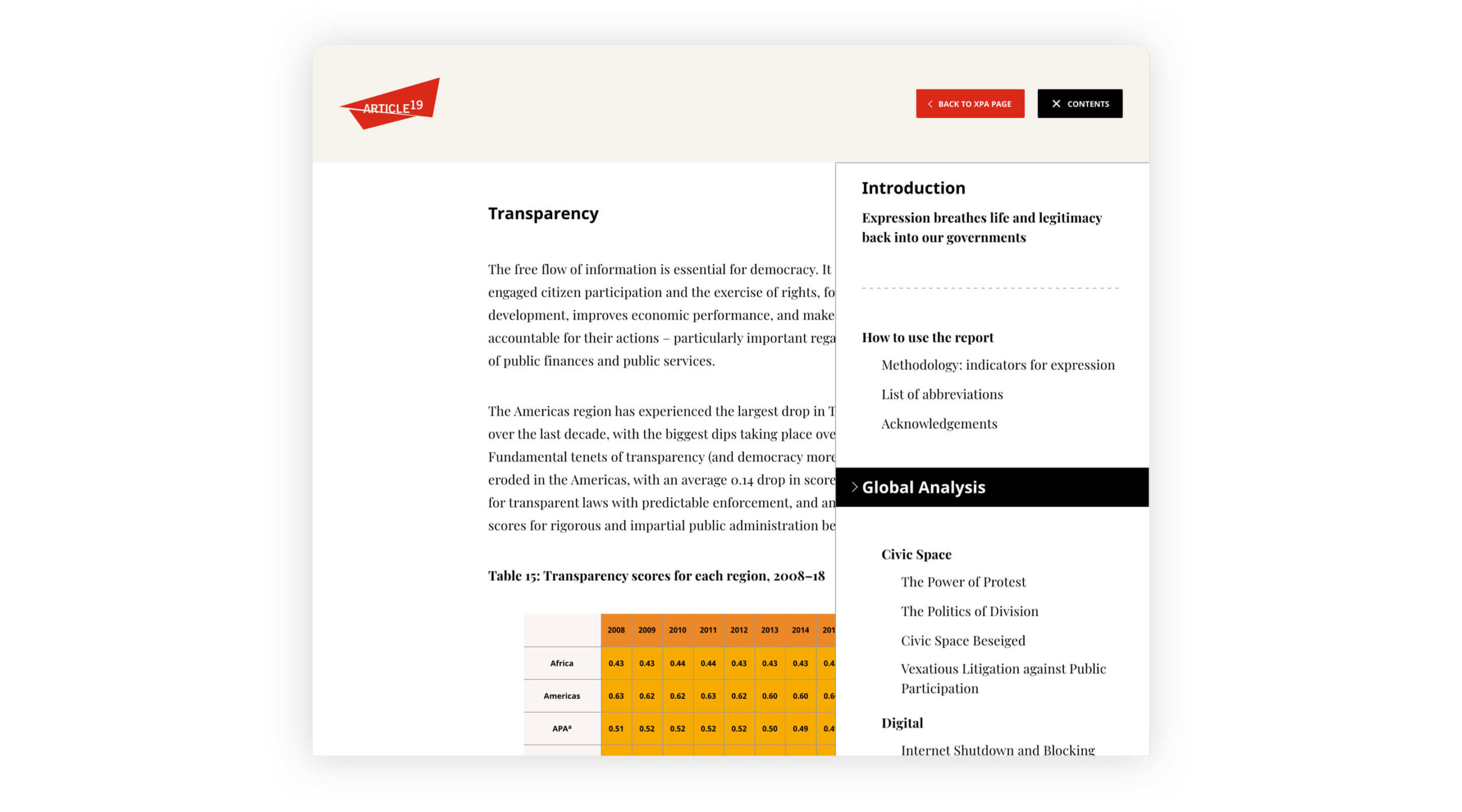 Article 19 Online Reader screenshot
