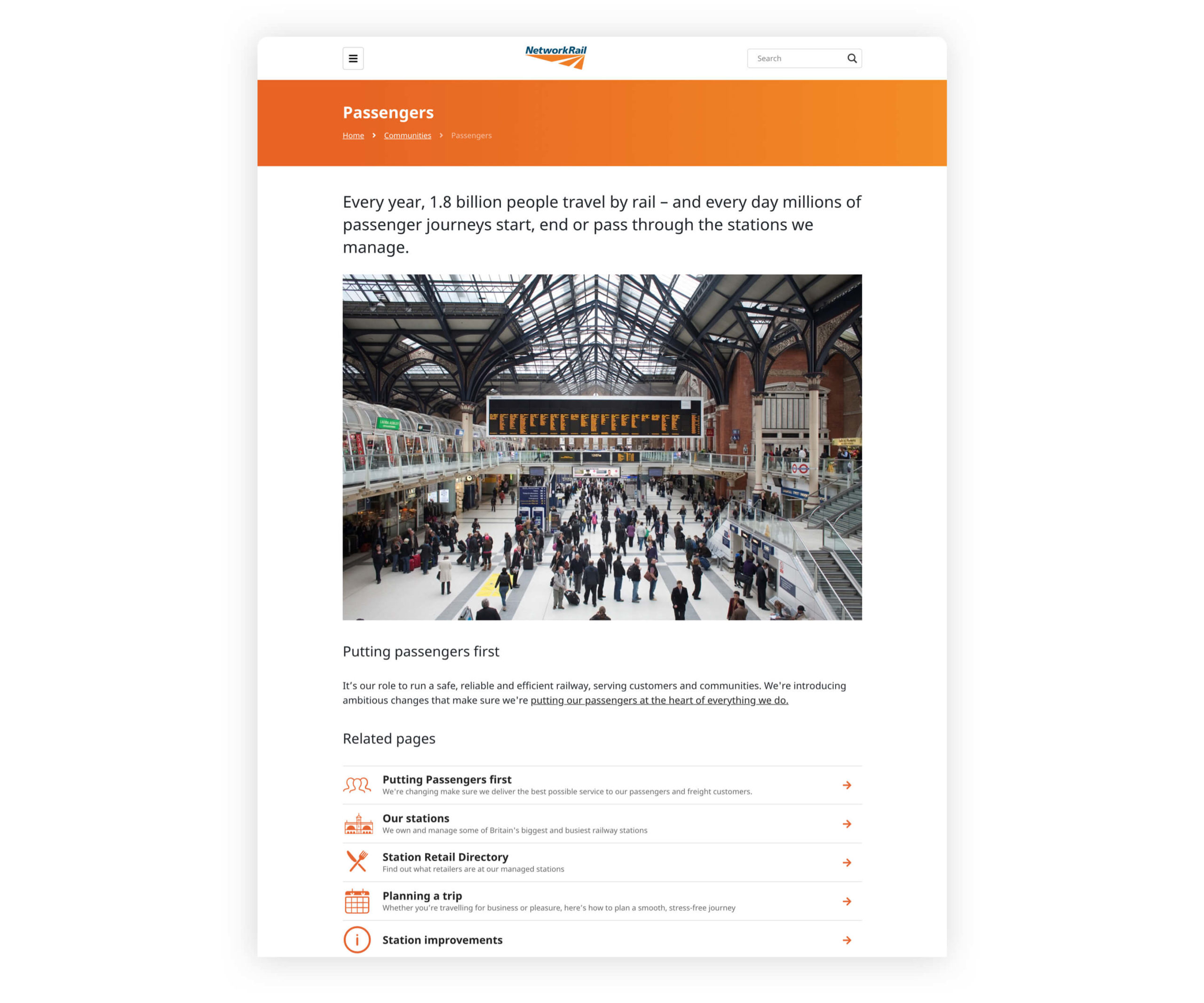 Network-rail website screenshot