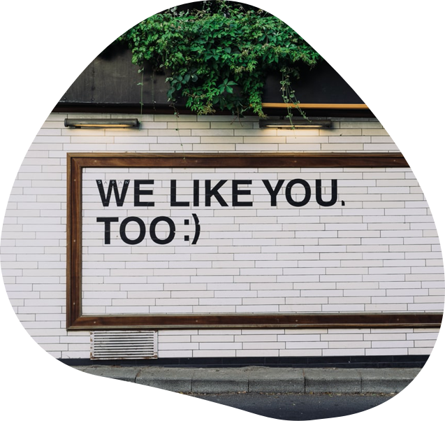 Brick wall with text - we like you too