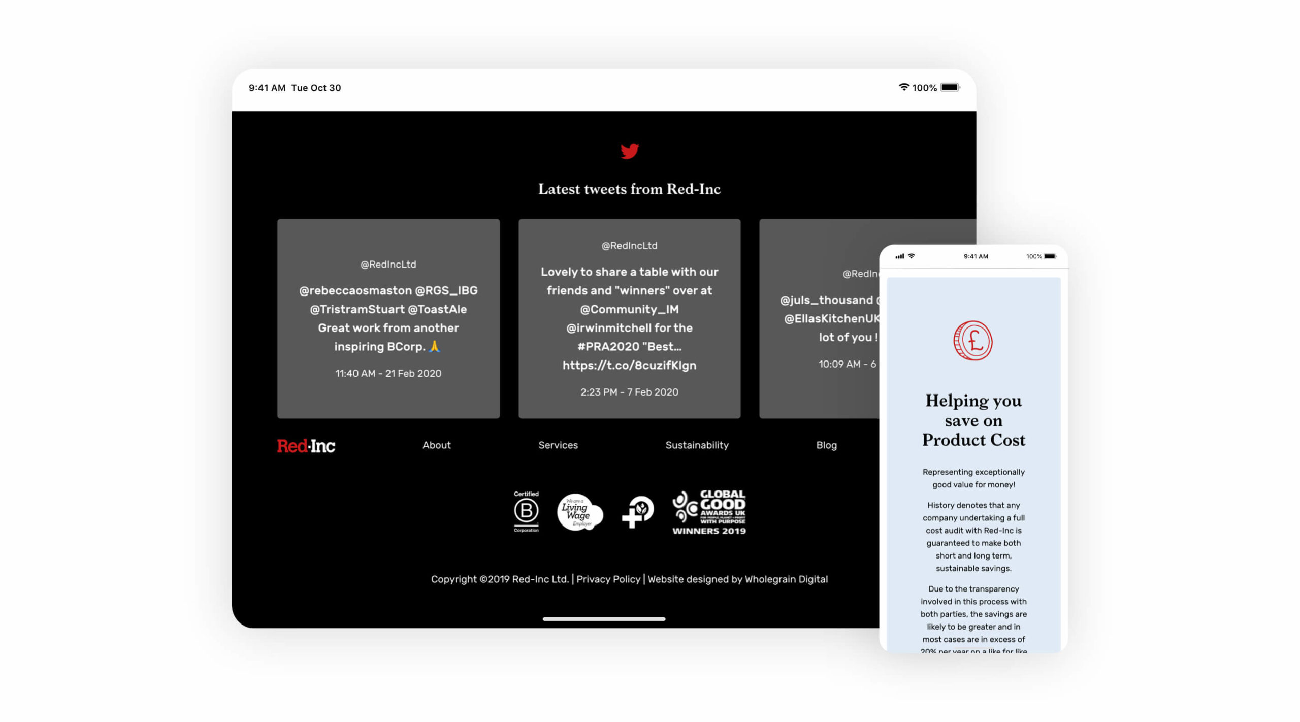 Red Inc website in mobile and tablet