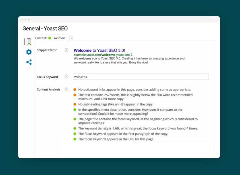 dashboard of yoast
