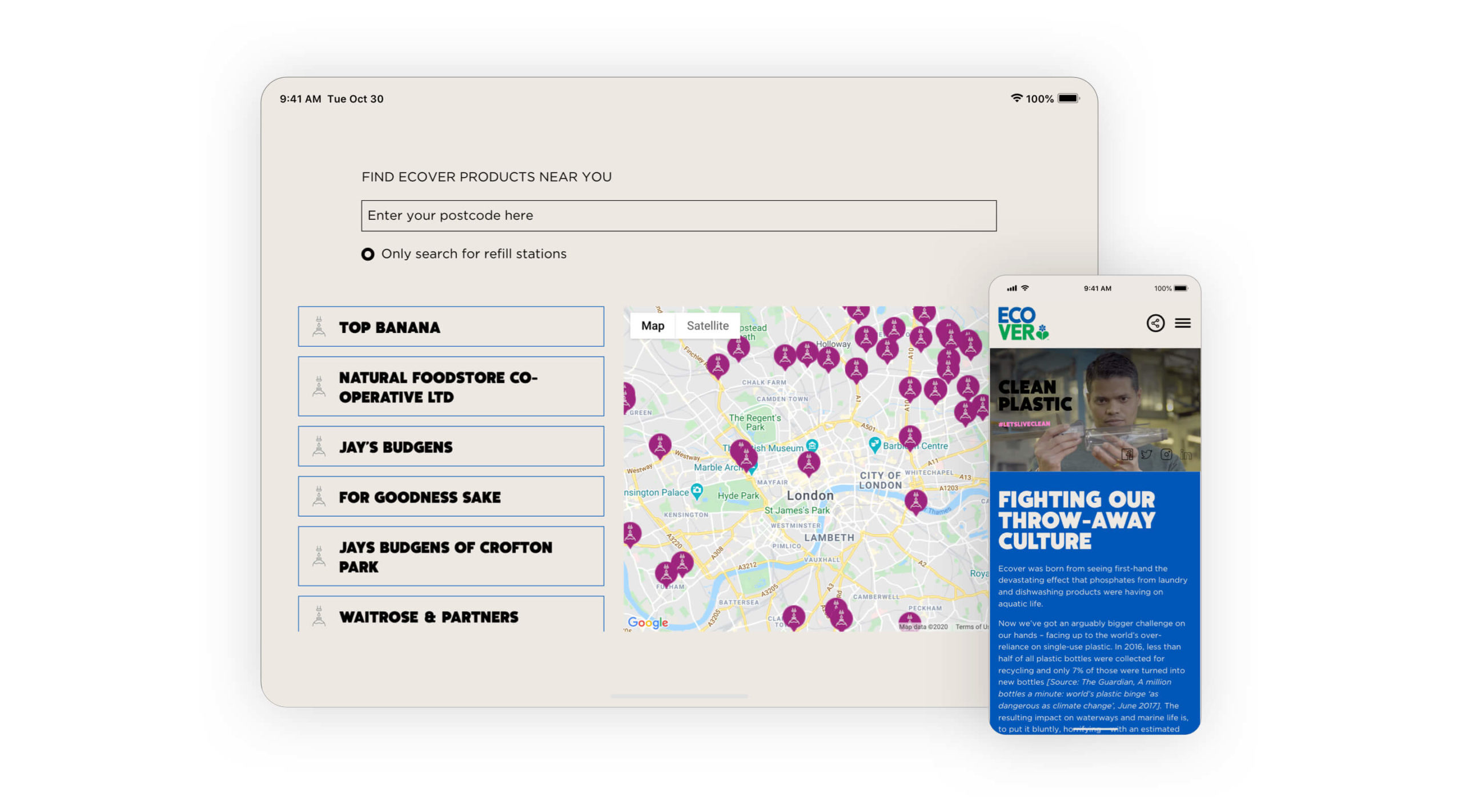 Ecover store locator map screenshot