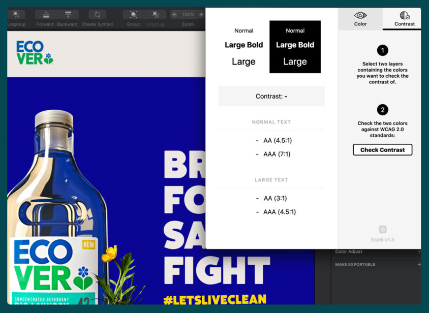 Stark testing for accessibility with sketch software screenshot