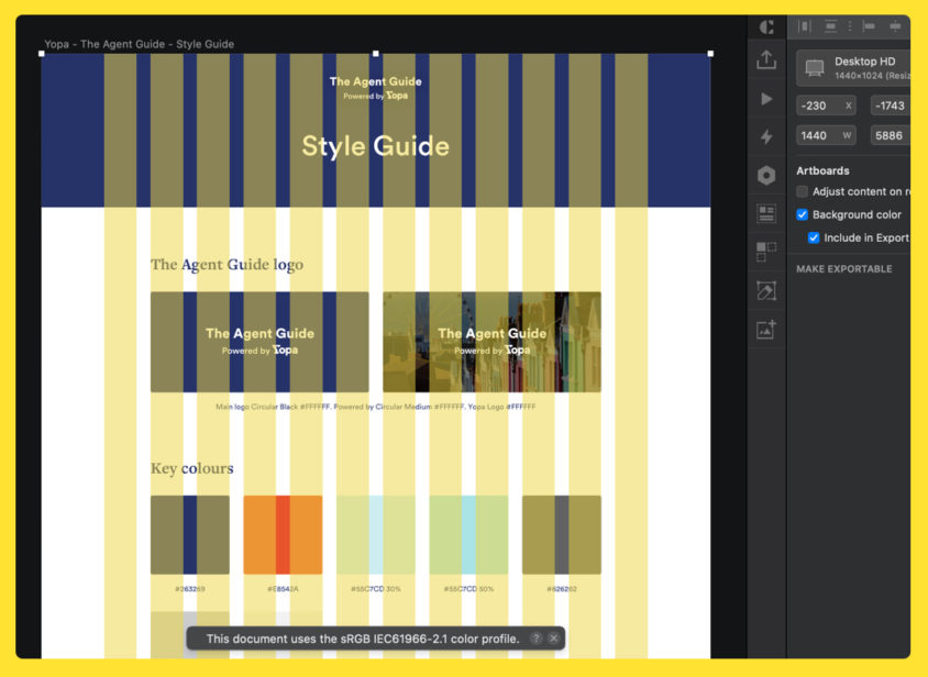 Design of website with layout in sketch