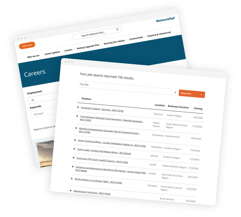 screenshots of network rail API integration