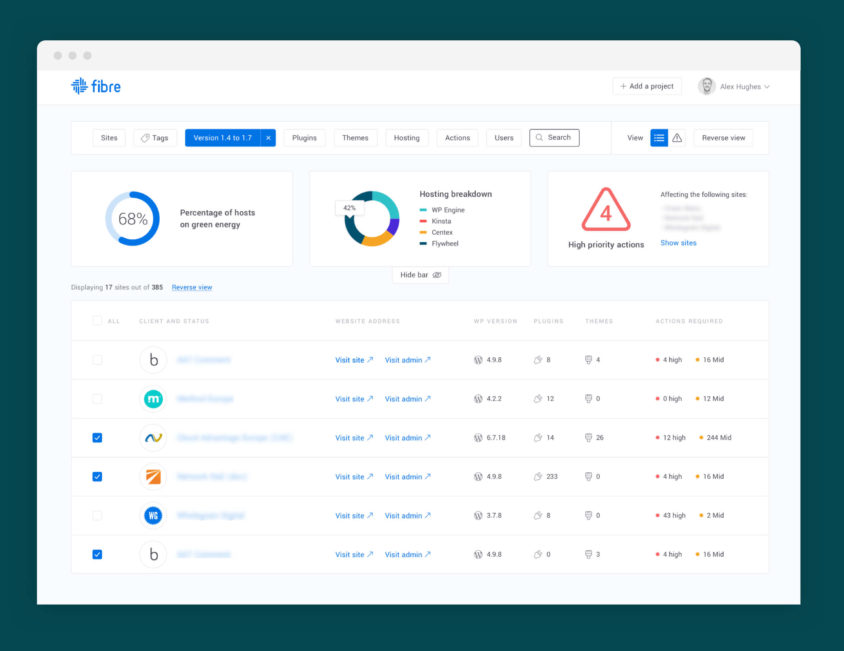 screenshot of Fibre, wholegrain's platform for maintenance