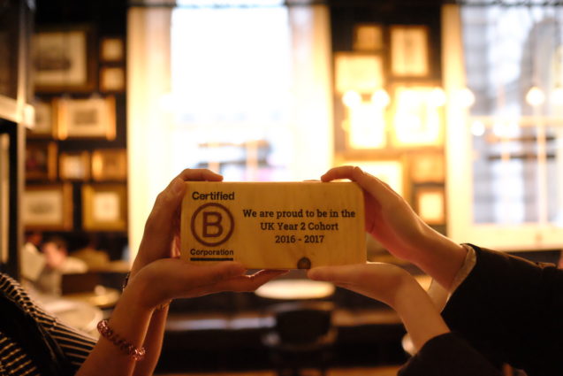 image of wholegrain's b-corp award