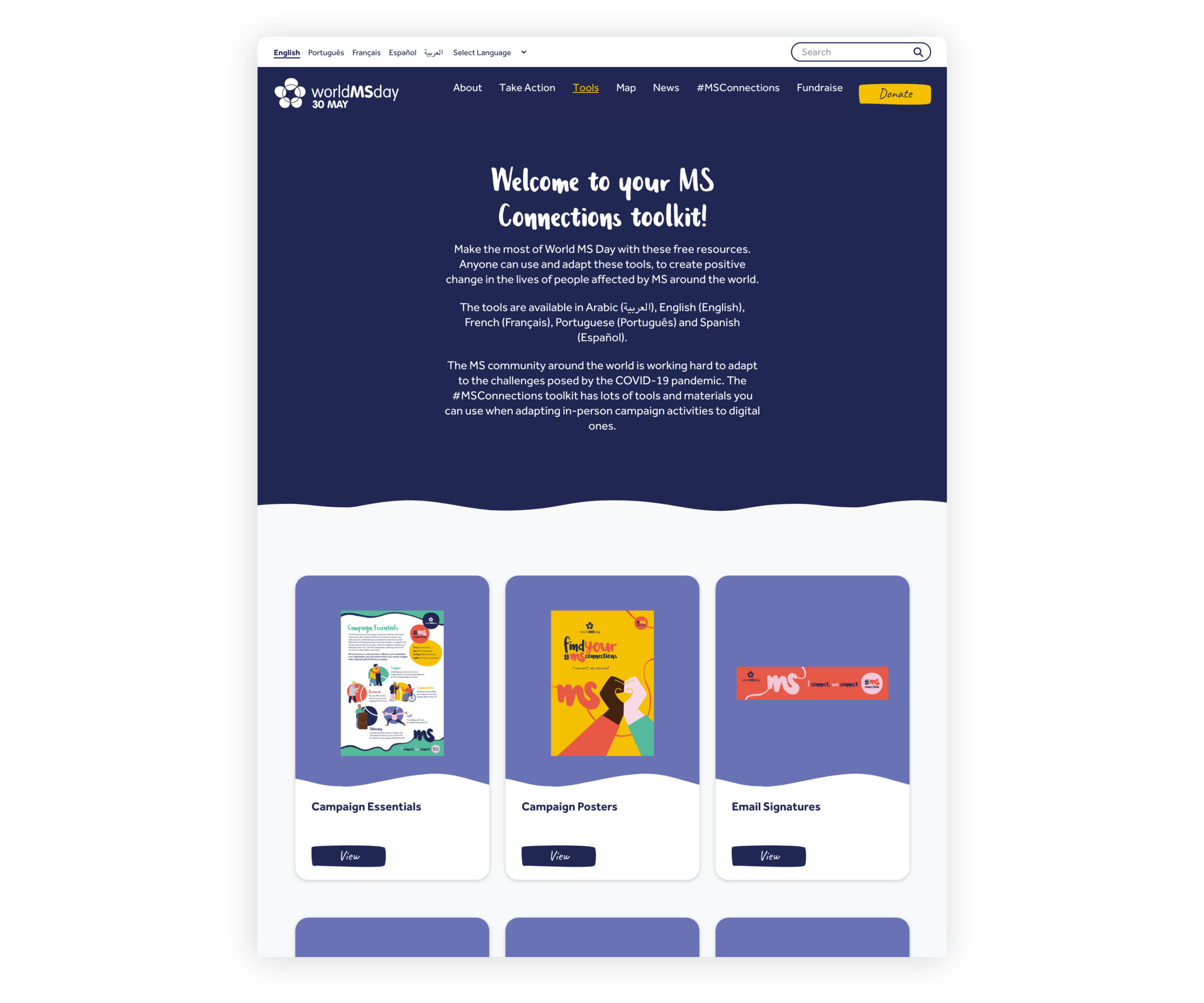 Image showing the MS Connections campaign toolkit page