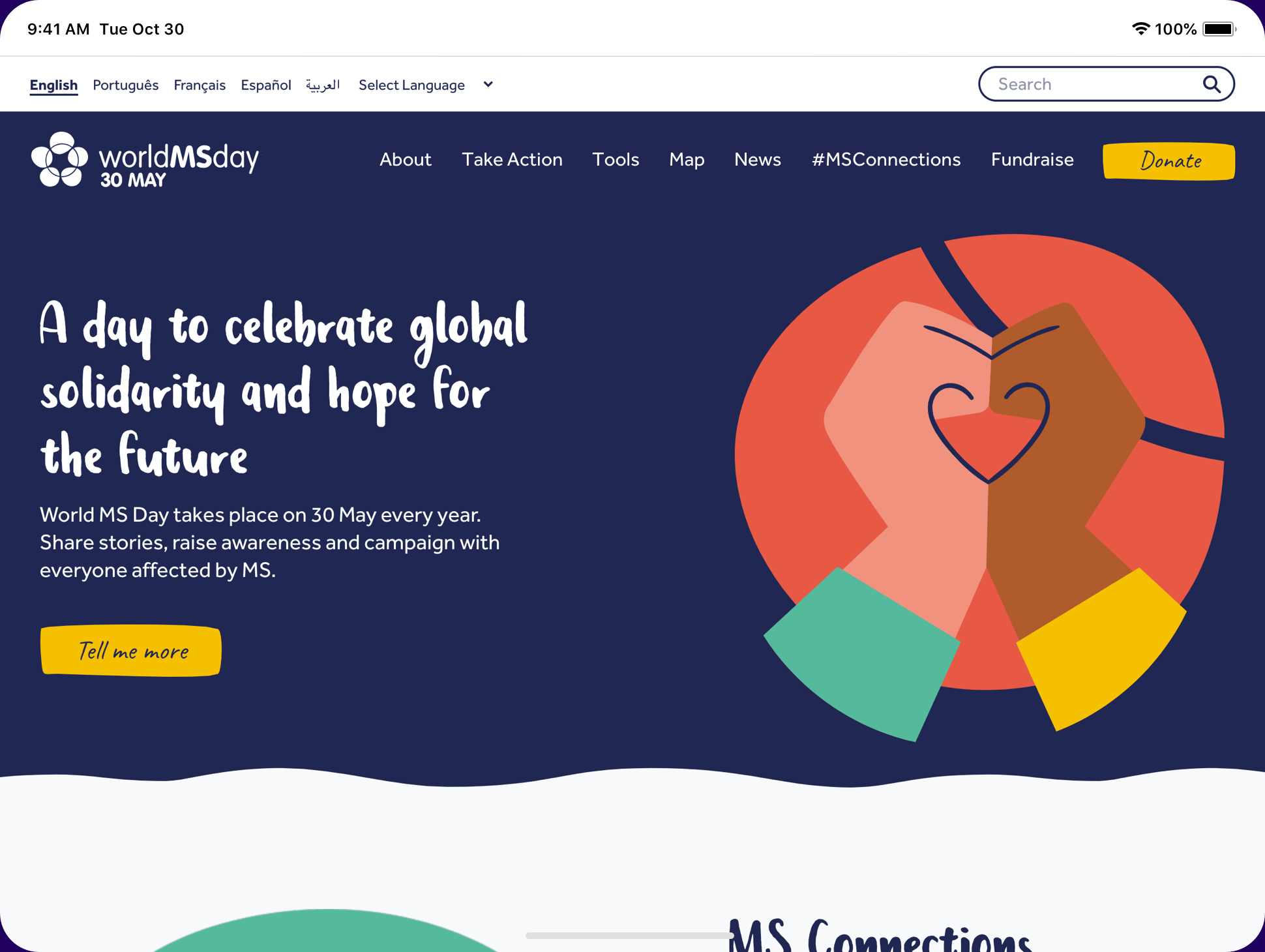 Image of homepage of Word MS Day website