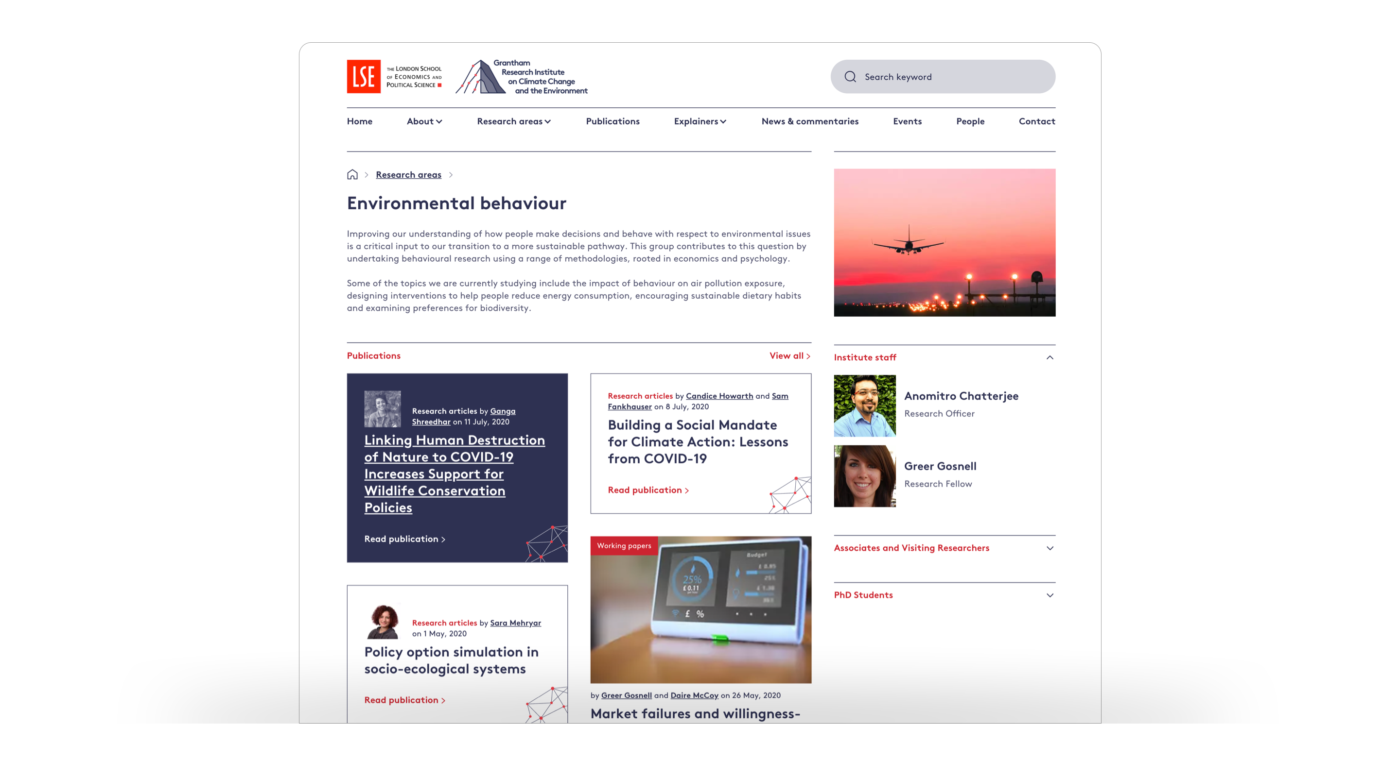 Image showing research page of the website