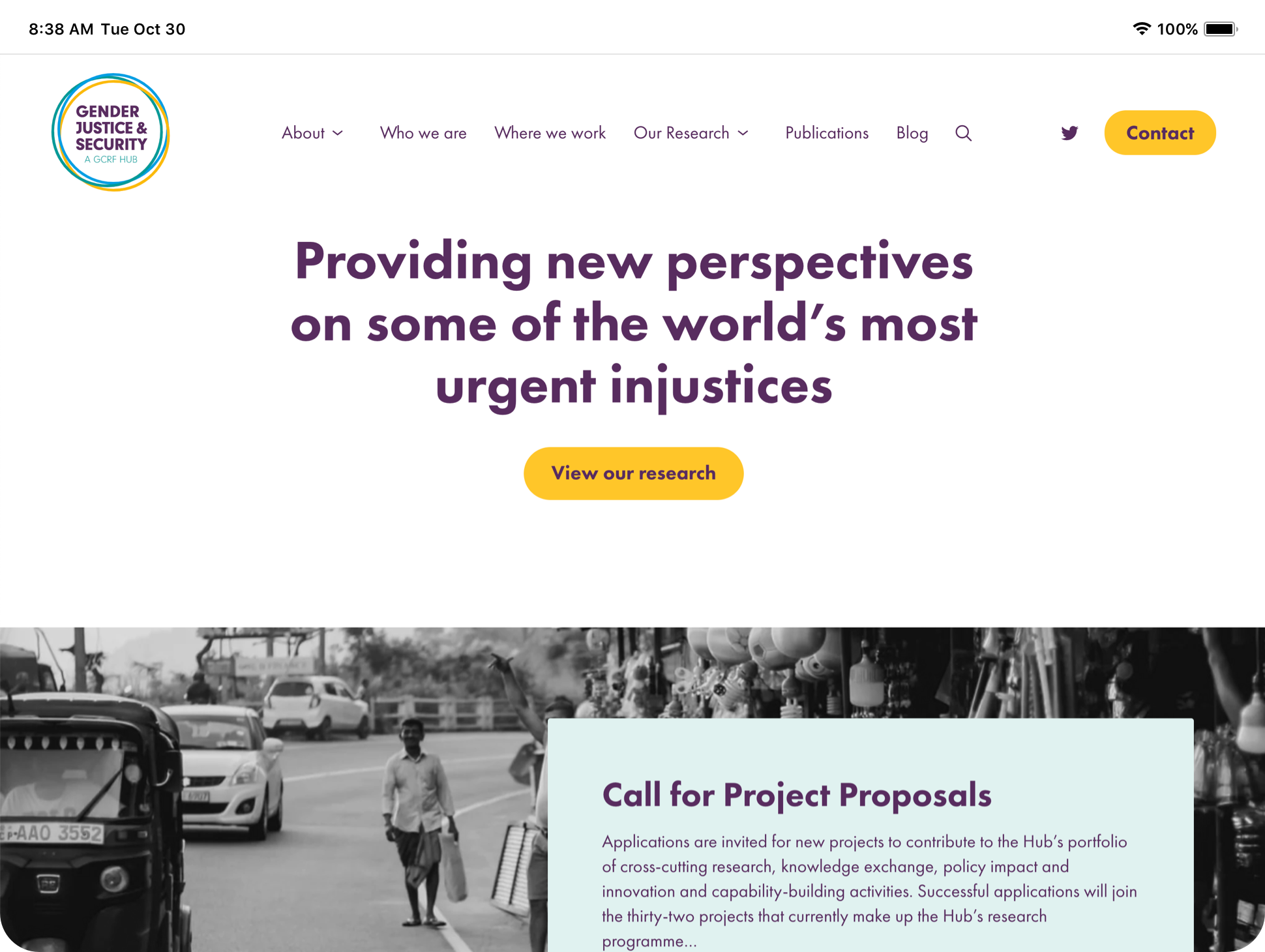 Image showing the homepage of the new Gender Hub website homepage