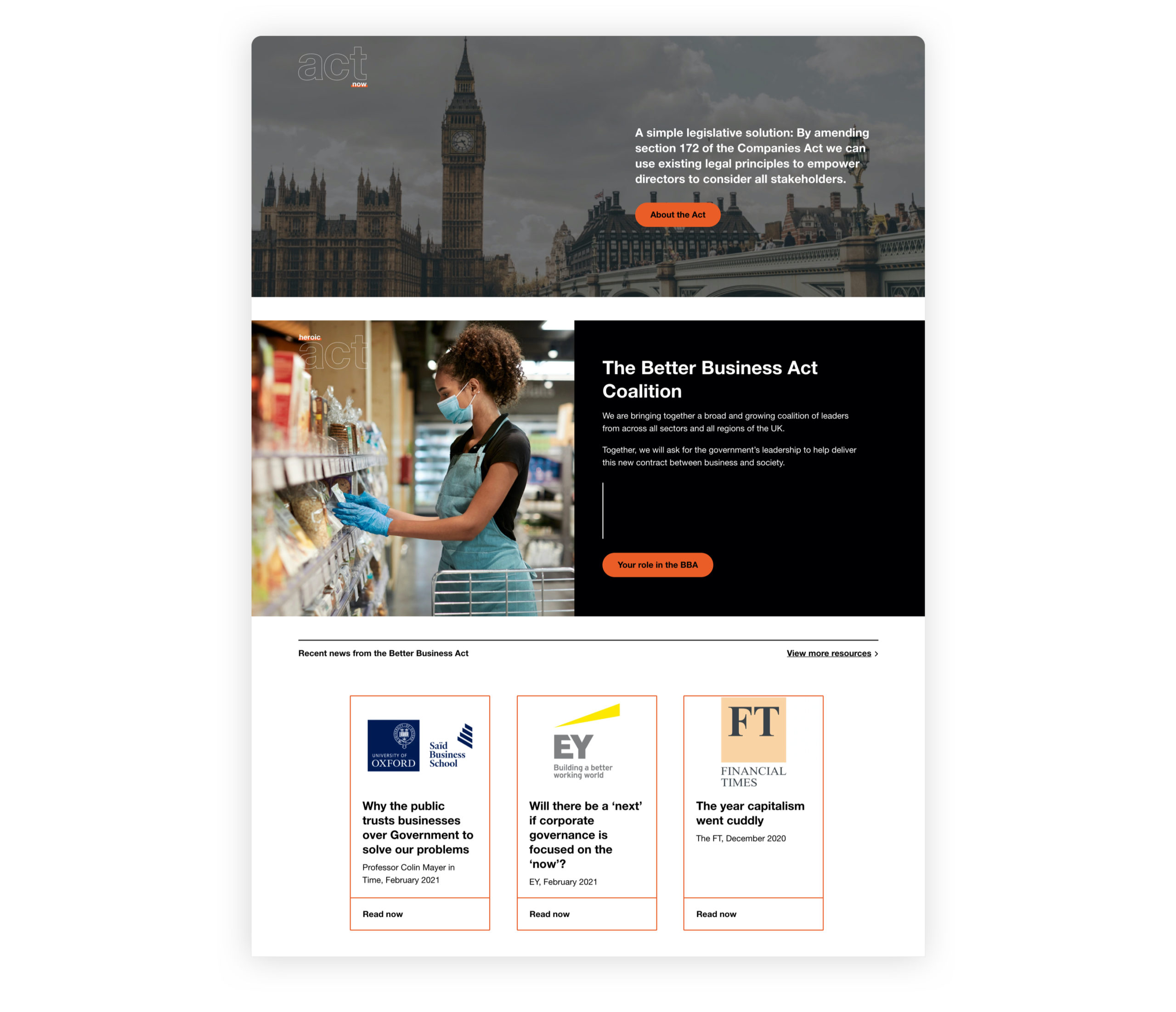Image from the homepage of the Better Business Act website