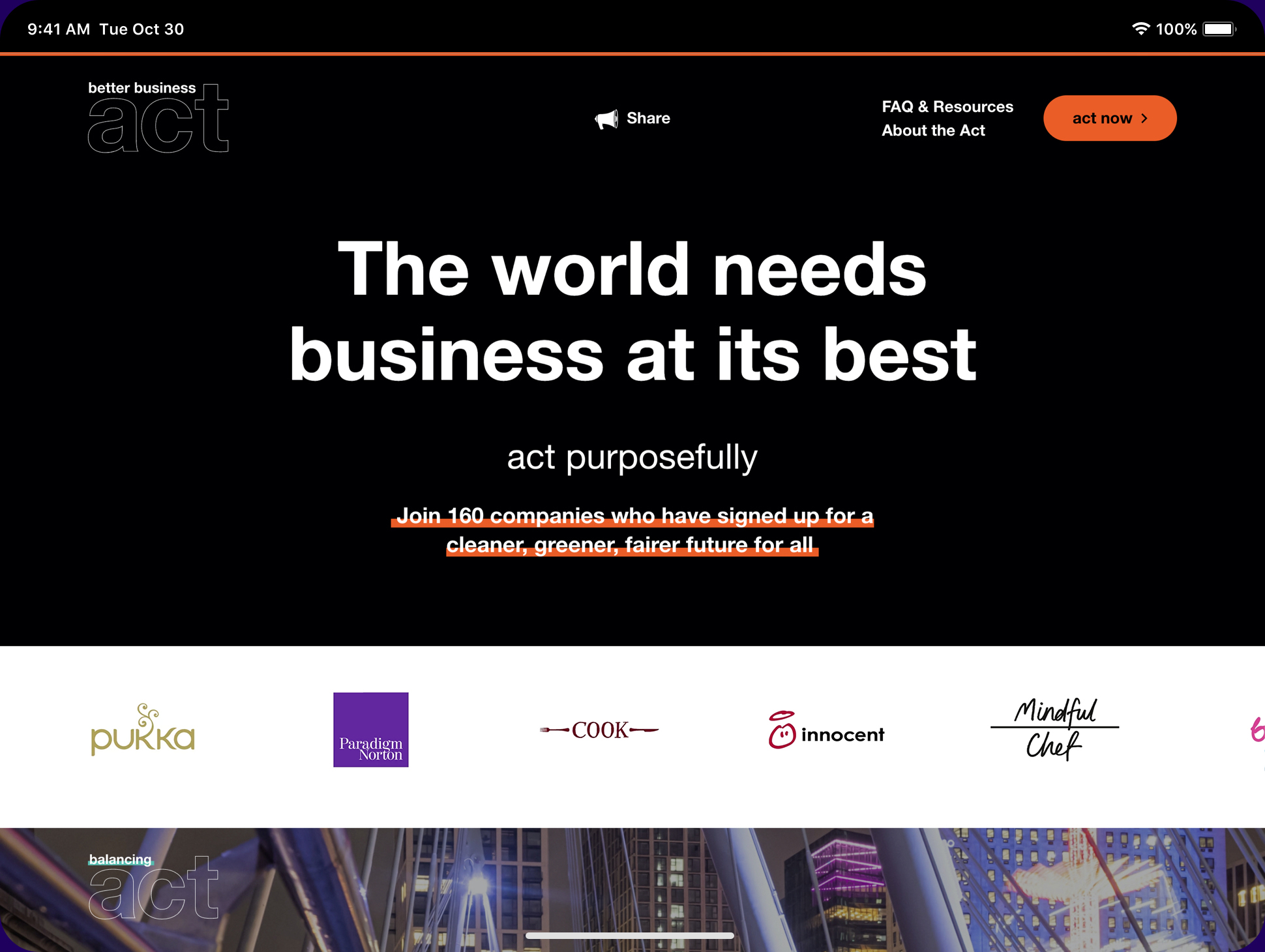 Screenshot of the Better Business Act website