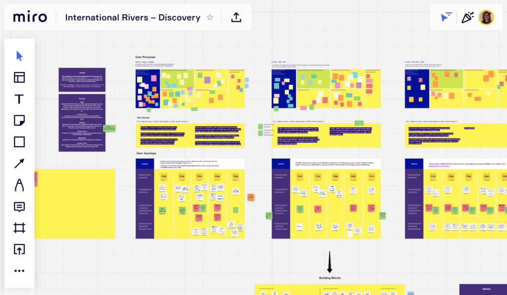 Image of a miro discovery board for a client project