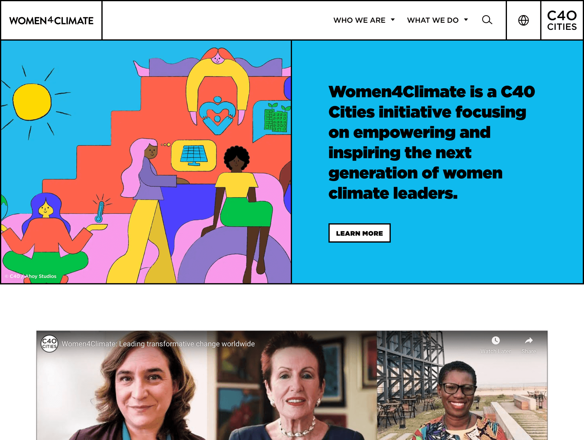 Screenshot of the new Women4Climate homepage