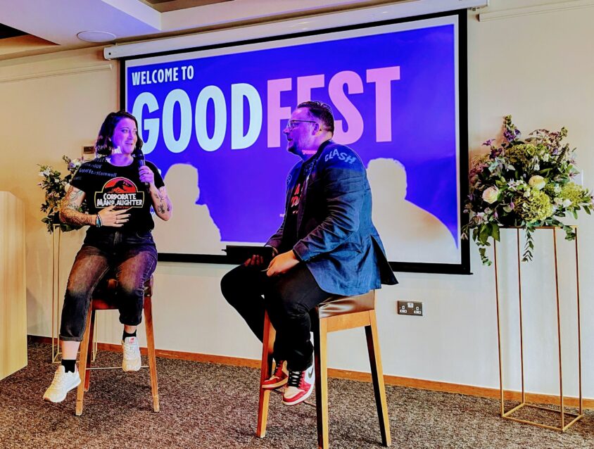 Hannah and Ben talking about communities they build