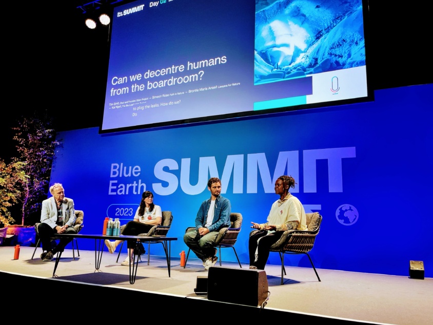 4 people sitting on a stage discussing important matters about how nature and leadership are connected.