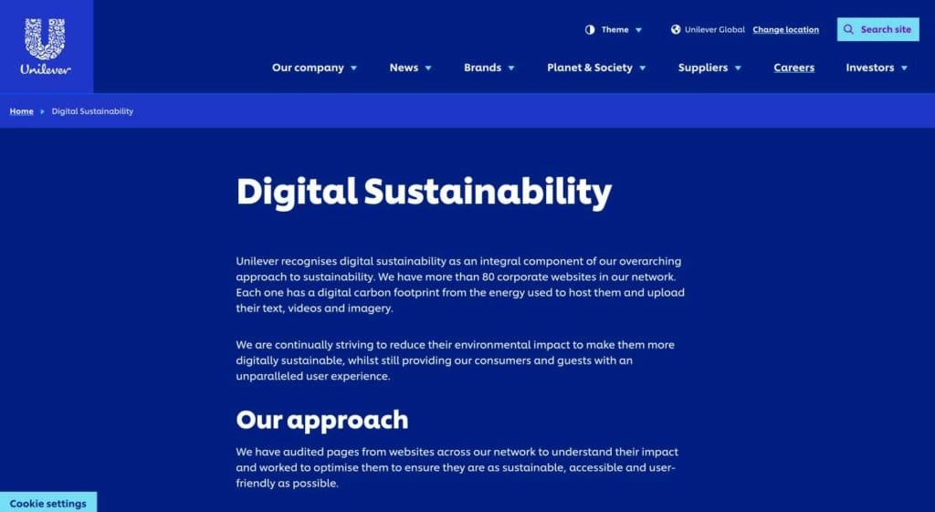 Unilever adds Digital Sustainability Statement to their global site!