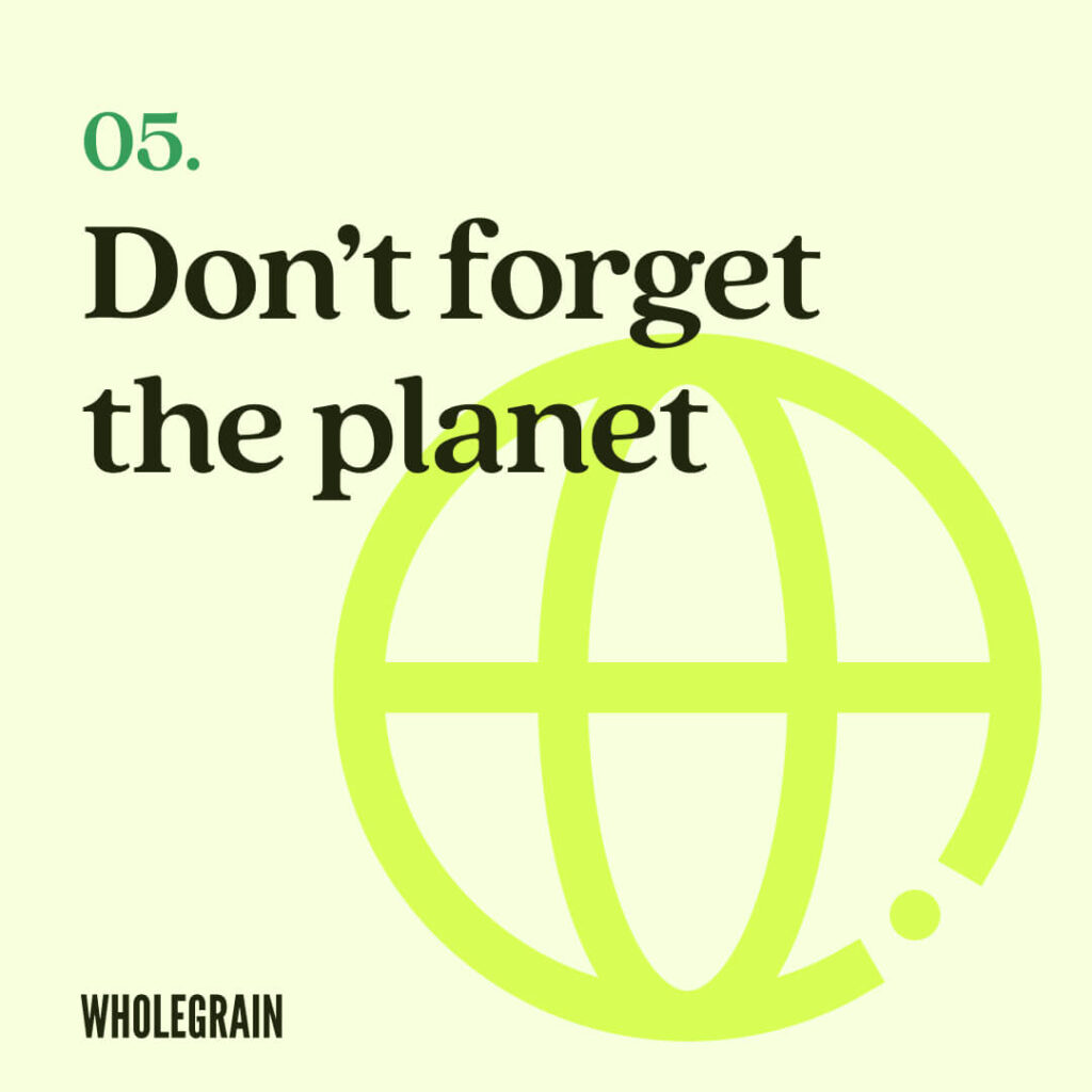 Image with an icon of a globe and text that reads 'don't forget the planet'