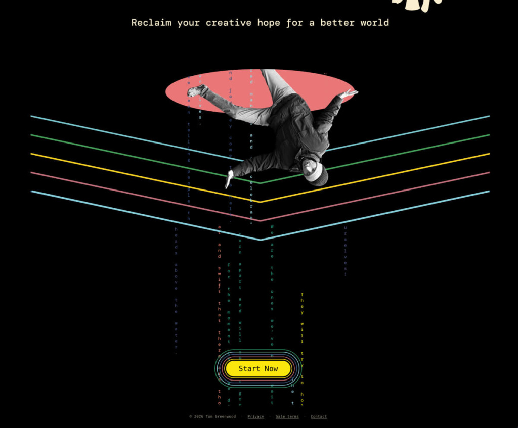 A screenshot from the secret footer of Tom's new book website